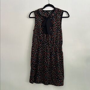 Sleeveless Black Dress with Multicolored Dots